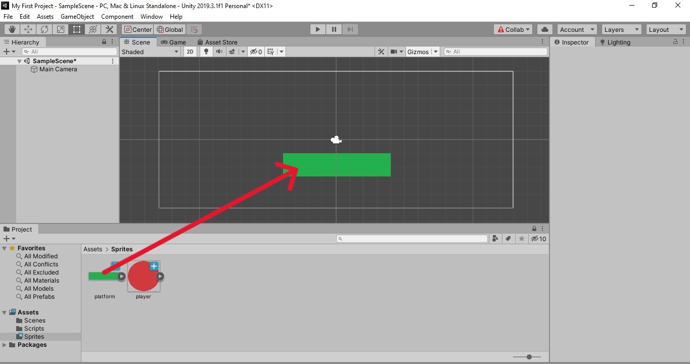 Добавление спрайтов на сцену Unity
