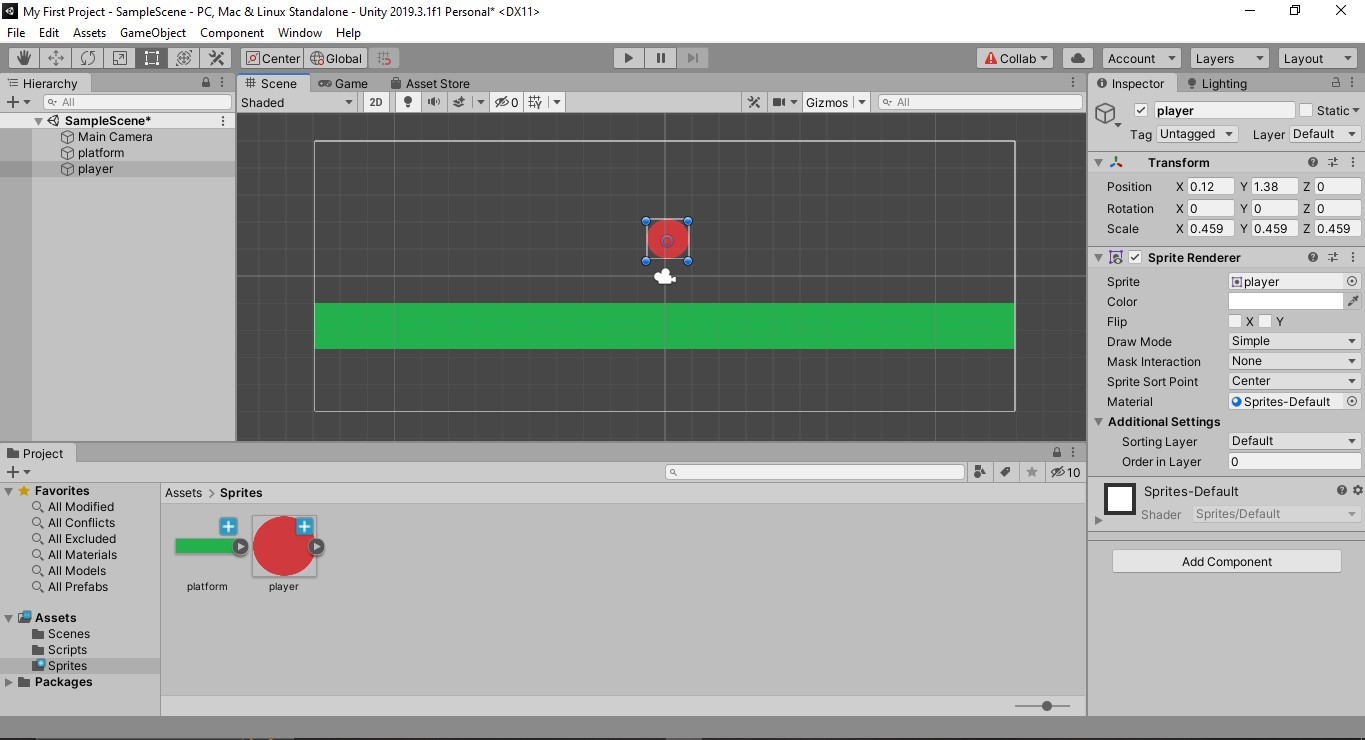 Добавление спрайтов на сцену Unity