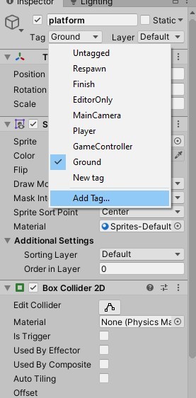 Добавление тега на спрайт в Unity